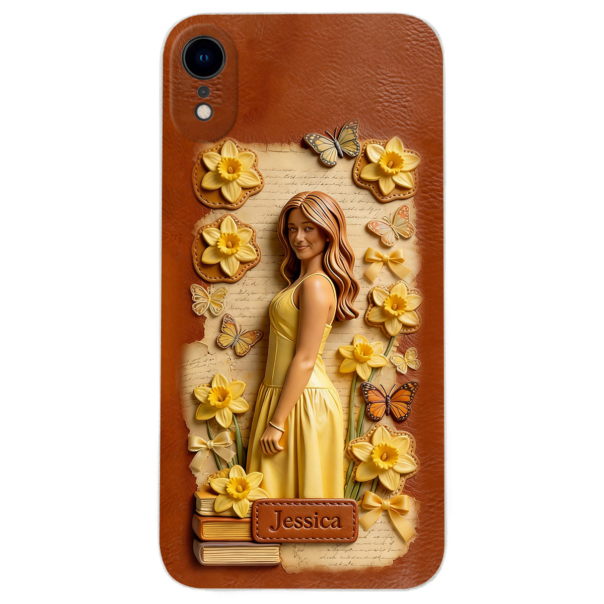 Custom Any Photo Unique Birth Flower - Personalized Self Love Leather Phone Case