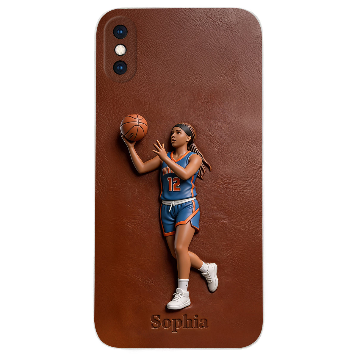 Liebe zum Basketball – Personalisierte Basketball-Handyhülle aus Leder