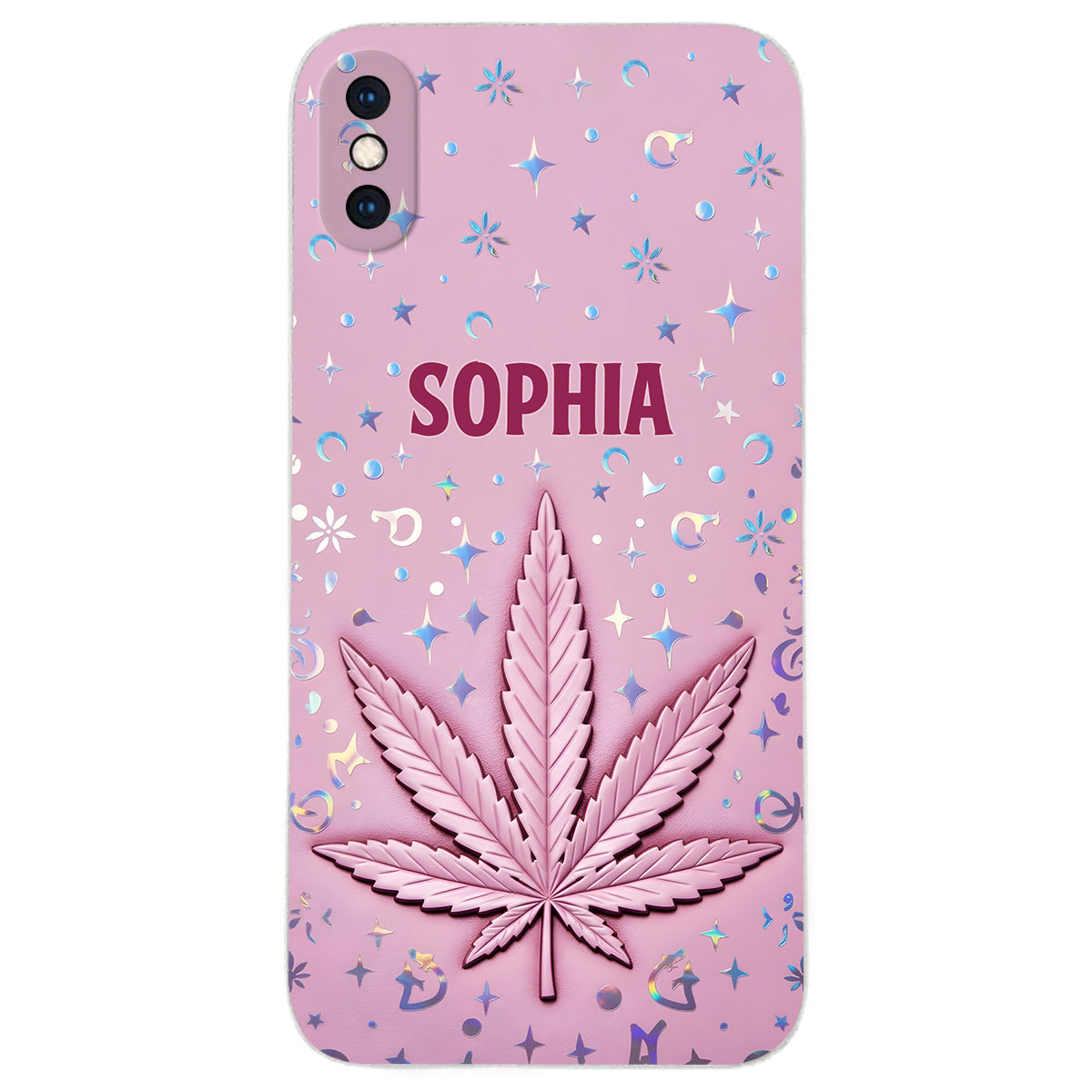 Stoner Chick – Personalisierte Handyhülle aus Leder mit Weed-Motiv
