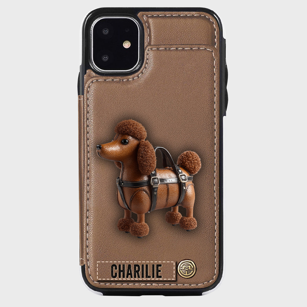 Étui portefeuille personnalisé pour téléphone avec un adorable caniche - Étui pour téléphone à motif chien