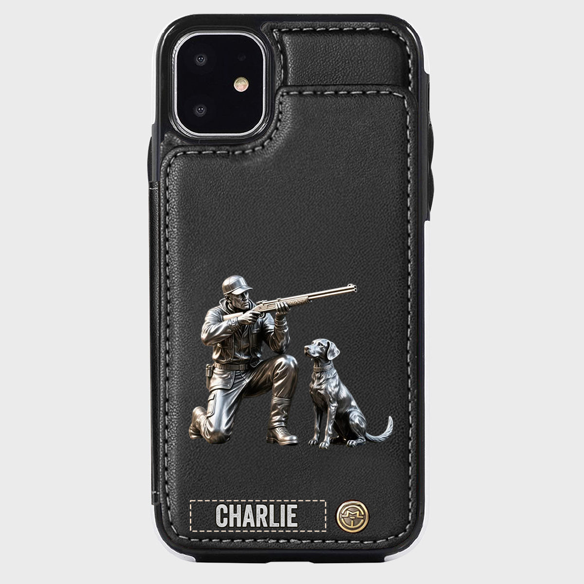 Liebe zur Jagd – Personalisierte Handyhülle mit Jagd-Geldbörse