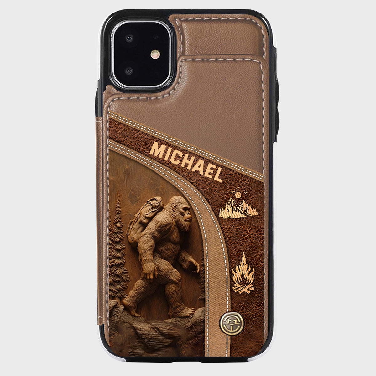 Sasquatch - Personalisierte Handyhülle mit Wanderbrieftasche