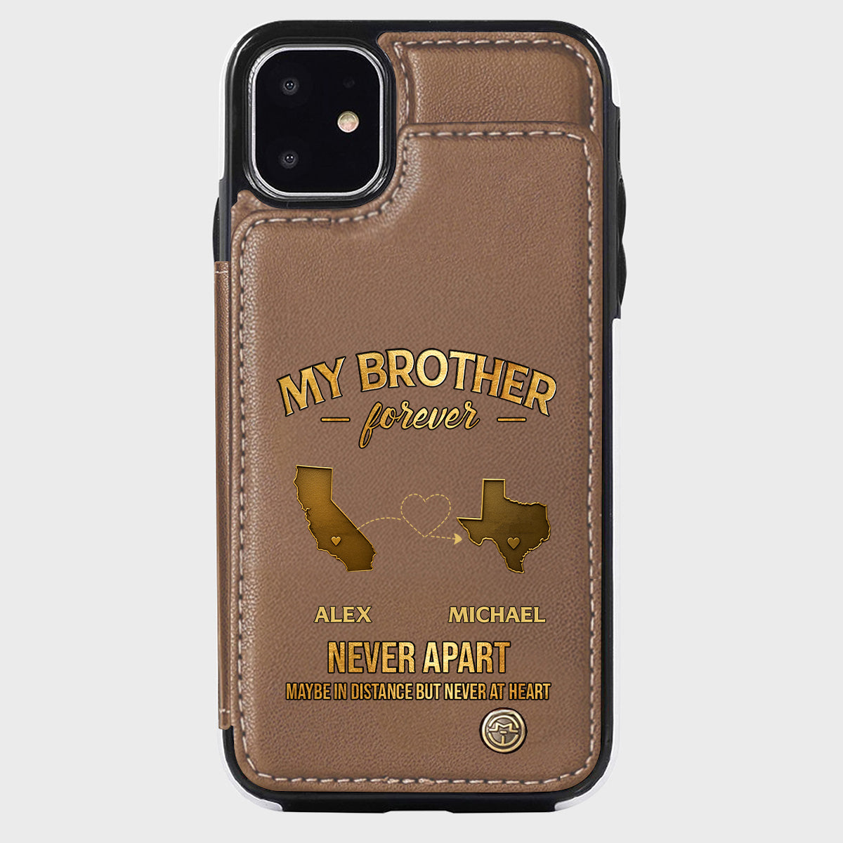 My Brother/ Sister/ Son... Forever, Never Apart Maby In Distance But Never At Heart - Personalized Sibling Wallet Phone Case