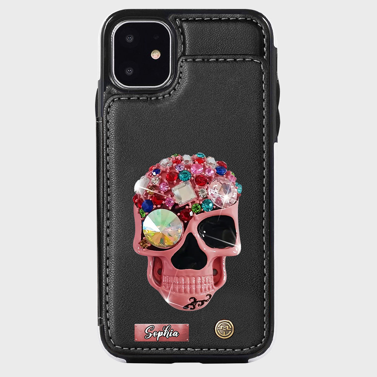 Shiny Skull - Personalized Skull Wallet Phone Case