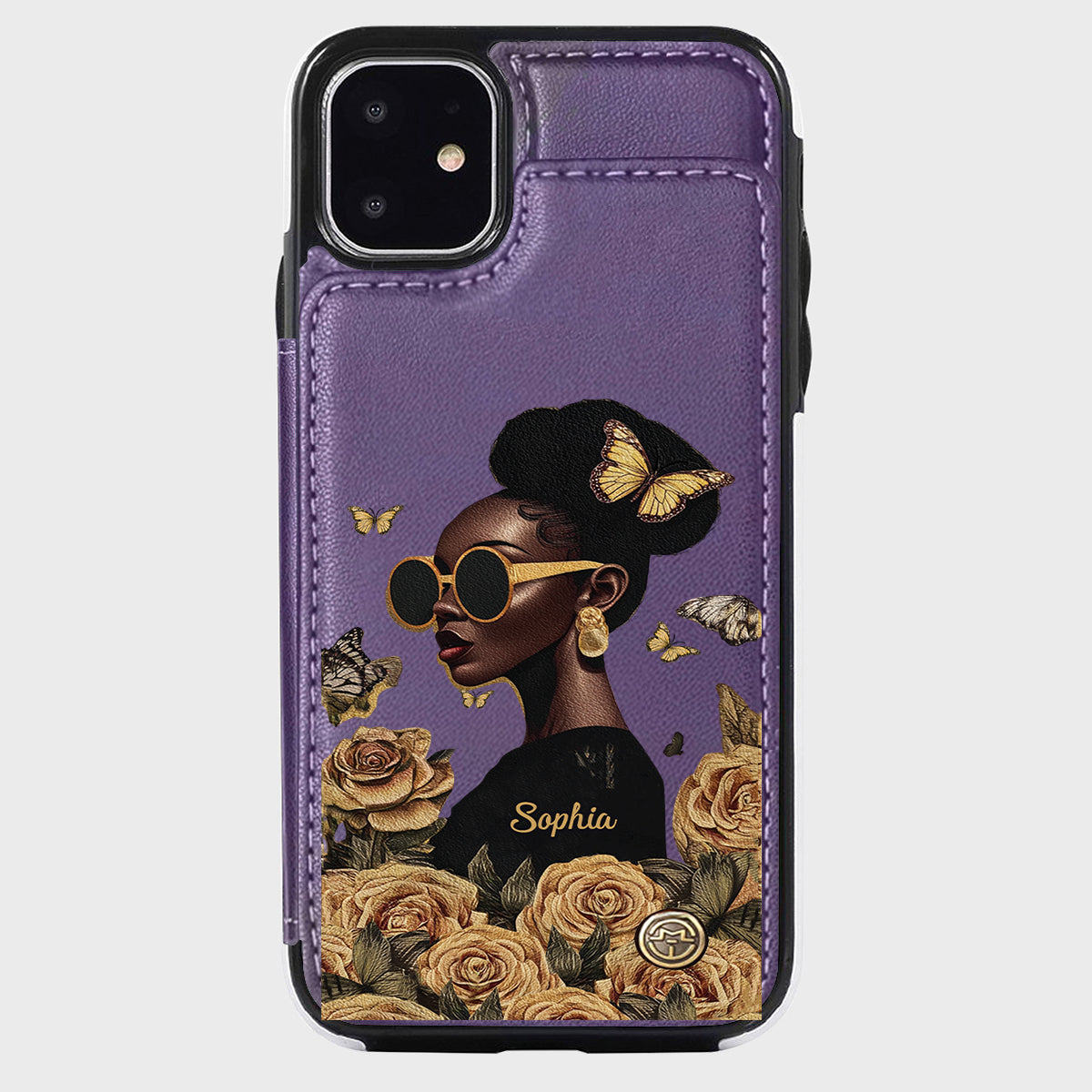 Empowered Beauty – Personalisierte Handyhülle im Brieftaschenformat für Afroamerikanerinnen