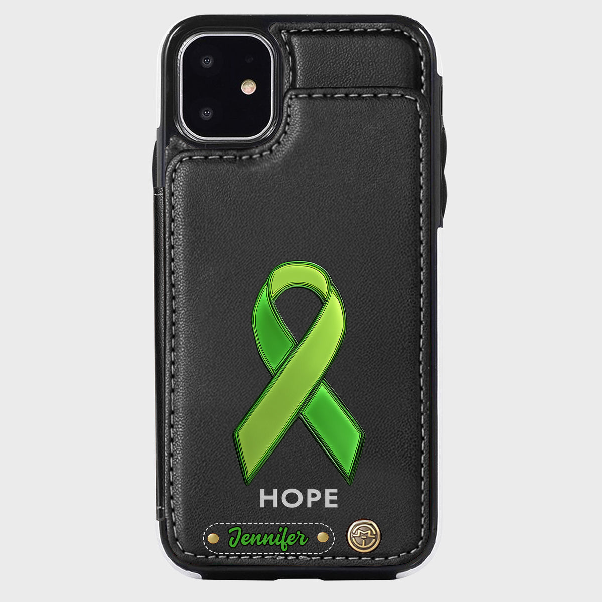 Espoir - Étui portefeuille personnalisé pour téléphone portable, symbole de sensibilisation à la santé mentale