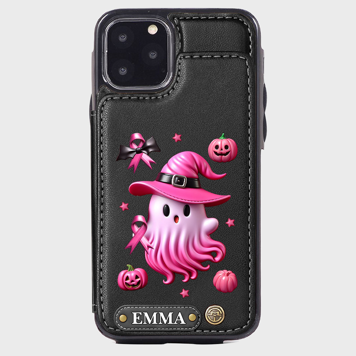 Pink Ghost - Personalized Breast Cancer Awareness Wallet Phone Case