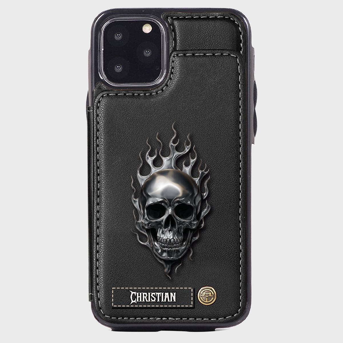 Fire Skull - Personalized Skull Wallet Phone Case