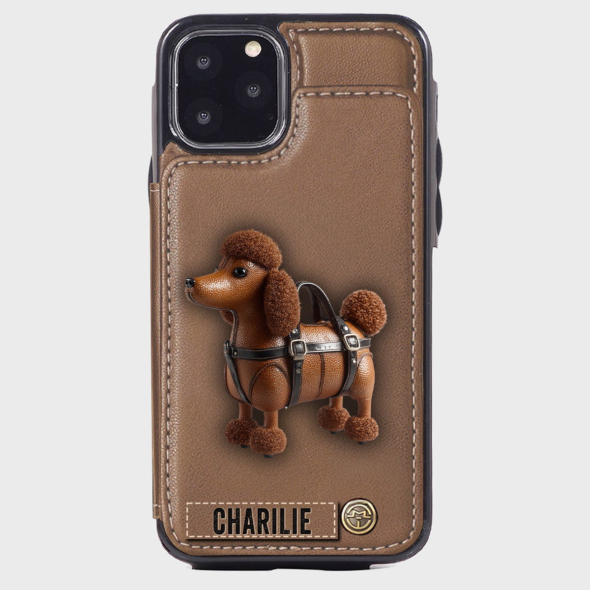 Étui portefeuille personnalisé pour téléphone avec un adorable caniche - Étui pour téléphone à motif chien