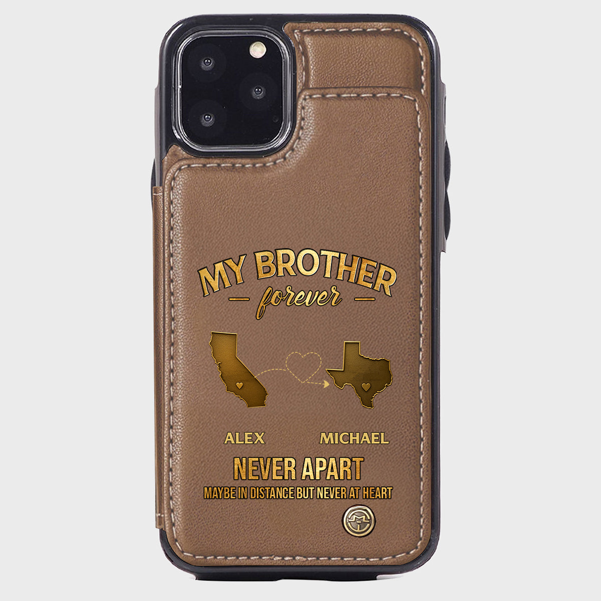 My Brother/ Sister/ Son... Forever, Never Apart Maby In Distance But Never At Heart - Personalized Sibling Wallet Phone Case