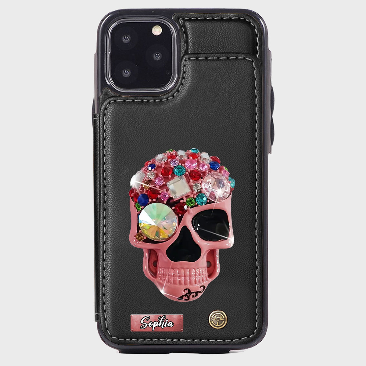 Shiny Skull - Personalized Skull Wallet Phone Case