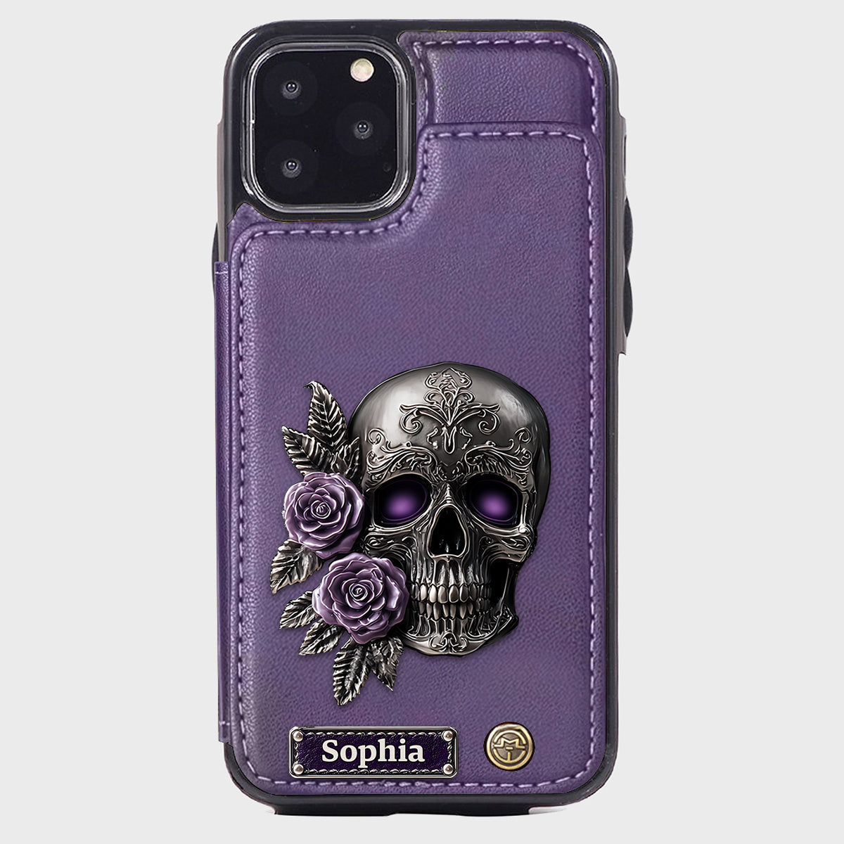 Skull And Roses - Personalized Skull Wallet Phone Case