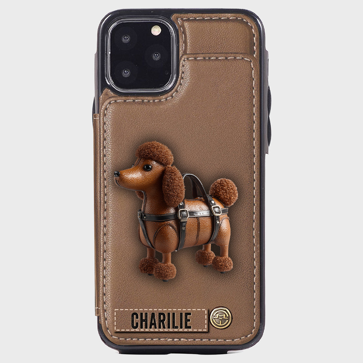 Étui portefeuille personnalisé pour téléphone avec un adorable caniche - Étui pour téléphone à motif chien
