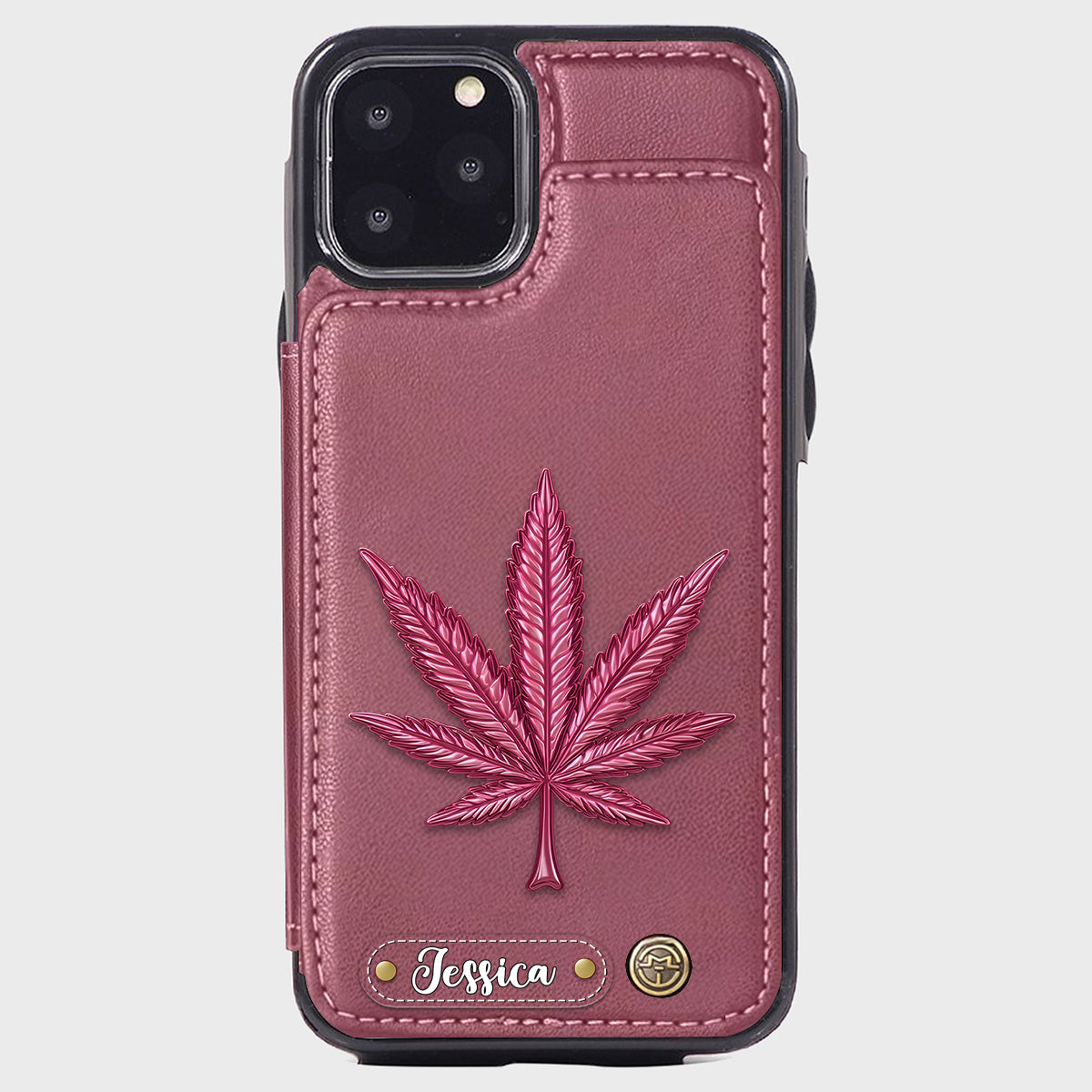 Bonne humeur - Étui portefeuille personnalisé pour téléphone avec motif cannabis