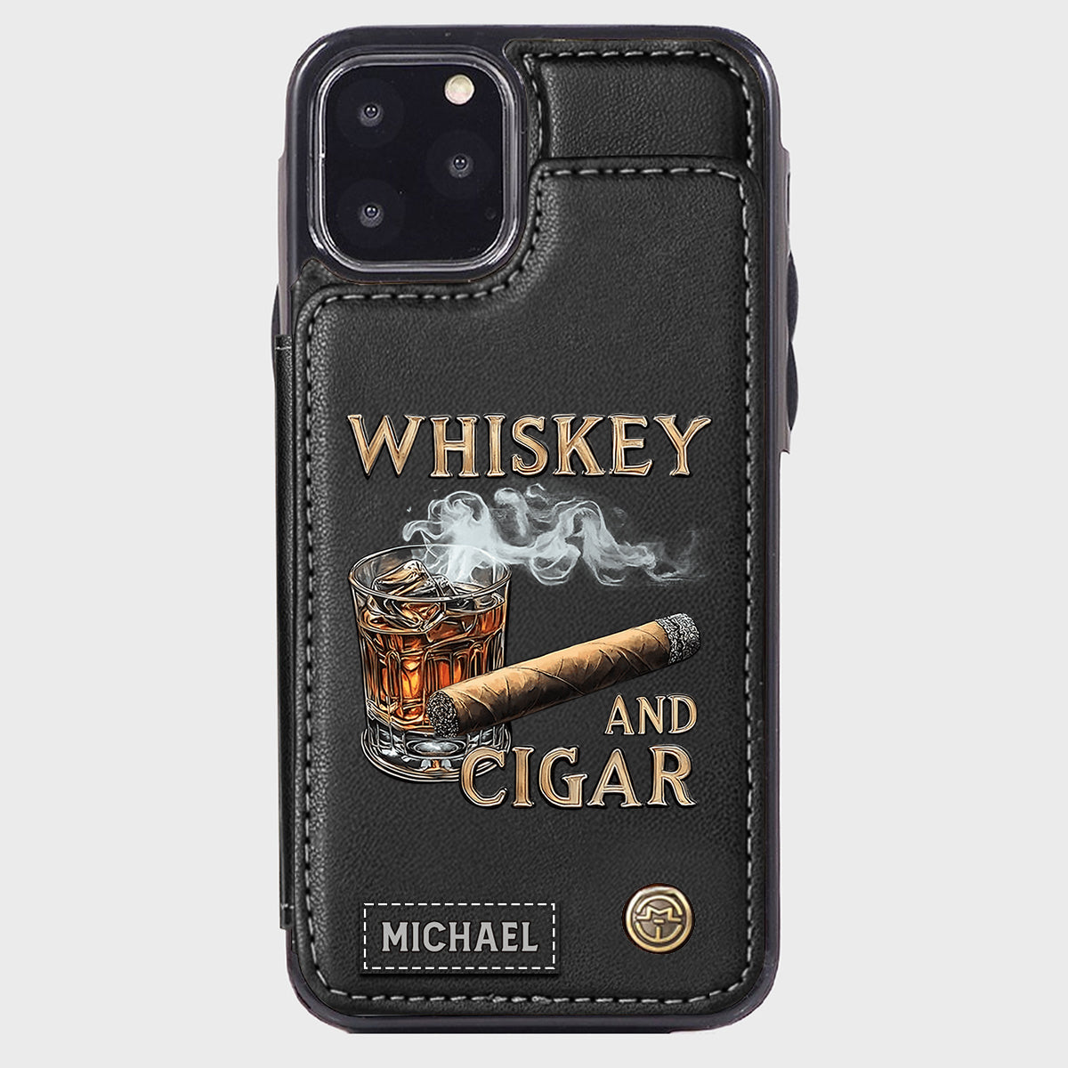 Whiskey And Cigar - Personalized Whisky Wallet Phone Case