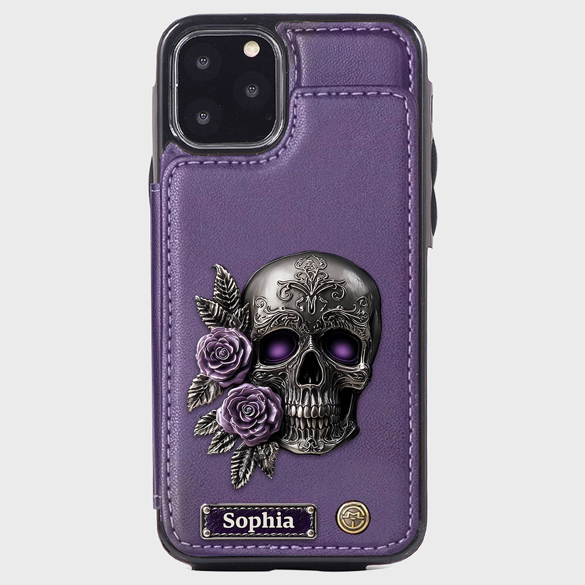 Skull And Roses - Personalized Skull Wallet Phone Case