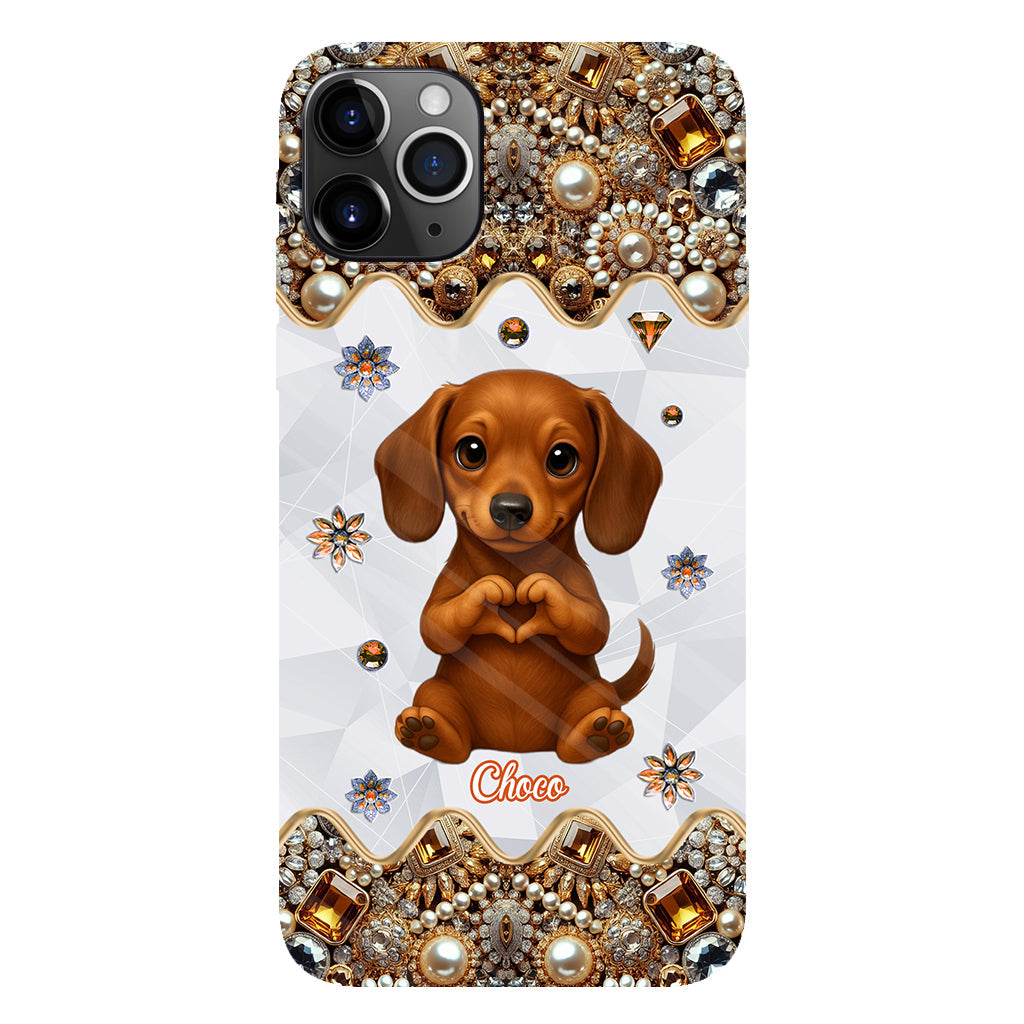 Coque de téléphone personnalisée avec motif de chiot/chat faisant des cœurs avec ses mains