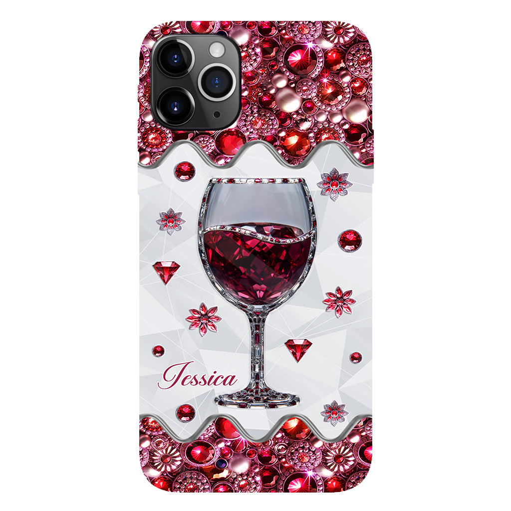 Une fille qui aime le vin - Coque de téléphone personnalisée avec impression intégrale sur le thème du vin