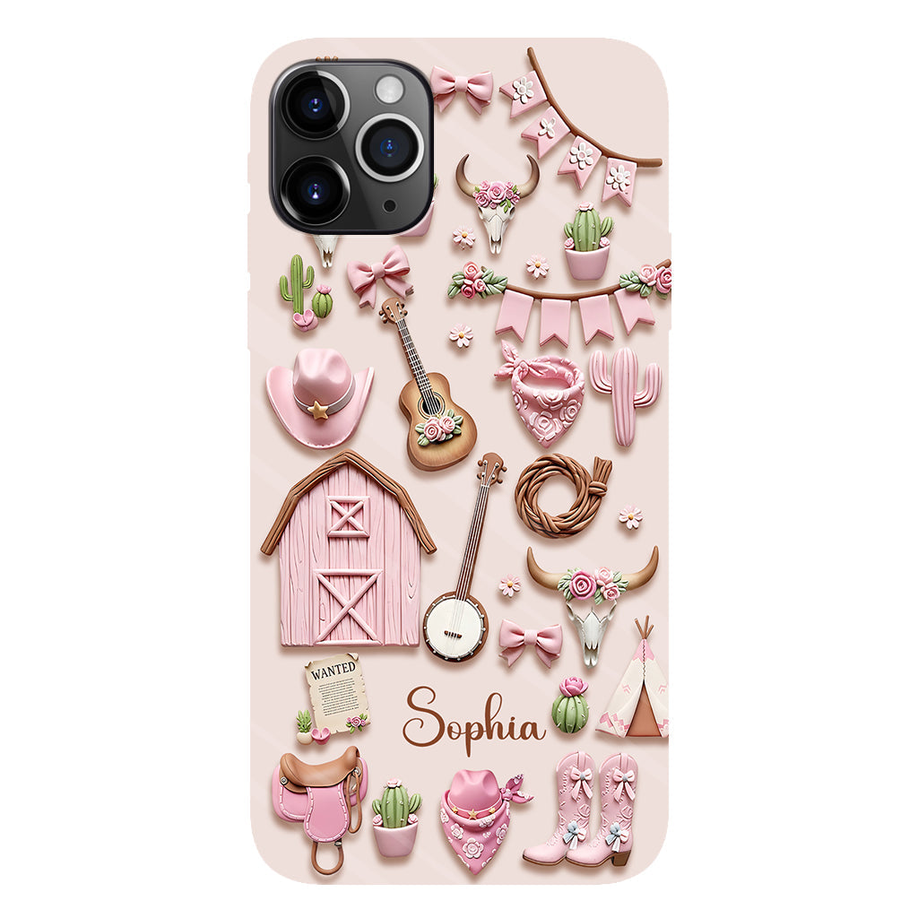 Coque de téléphone personnalisée avec imprimé intégral « Cowgirl rose »