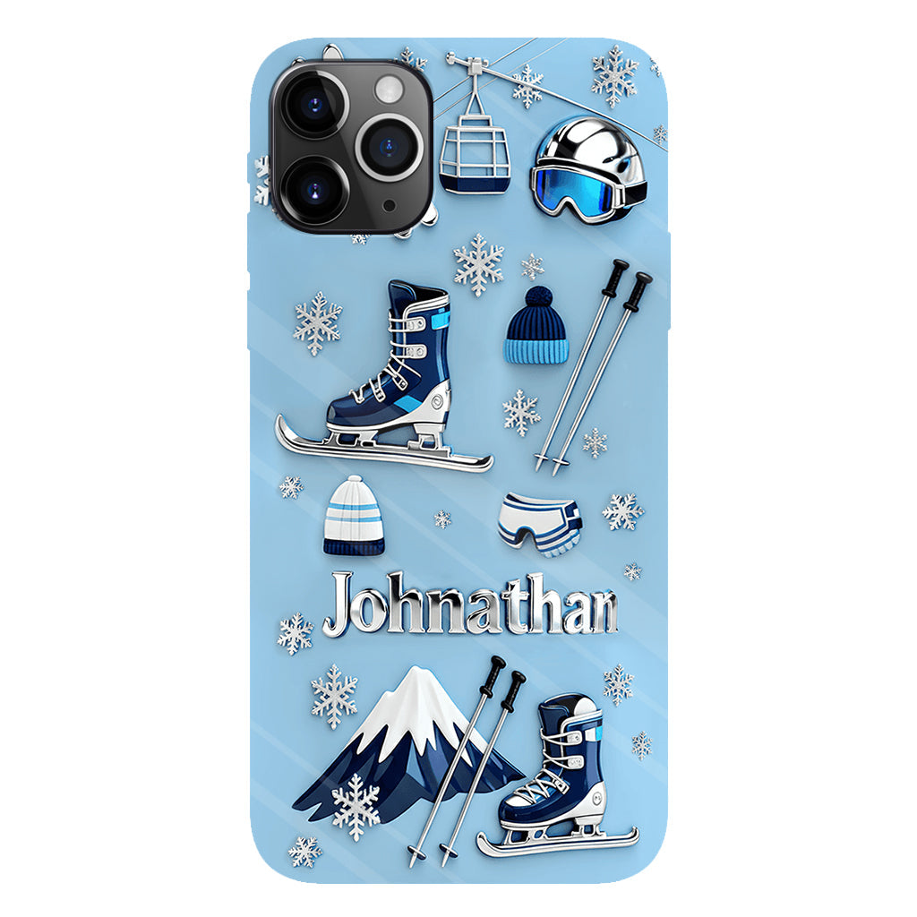 Le ski me rend heureux - Coque de téléphone personnalisée avec impression intégrale sur le thème du ski