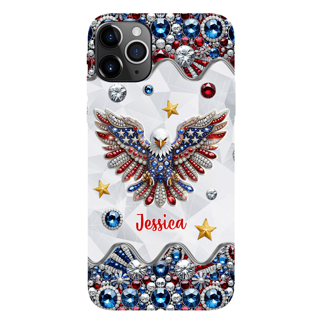 Coque de téléphone personnalisée avec aigle à tête blanche et motif patriotique