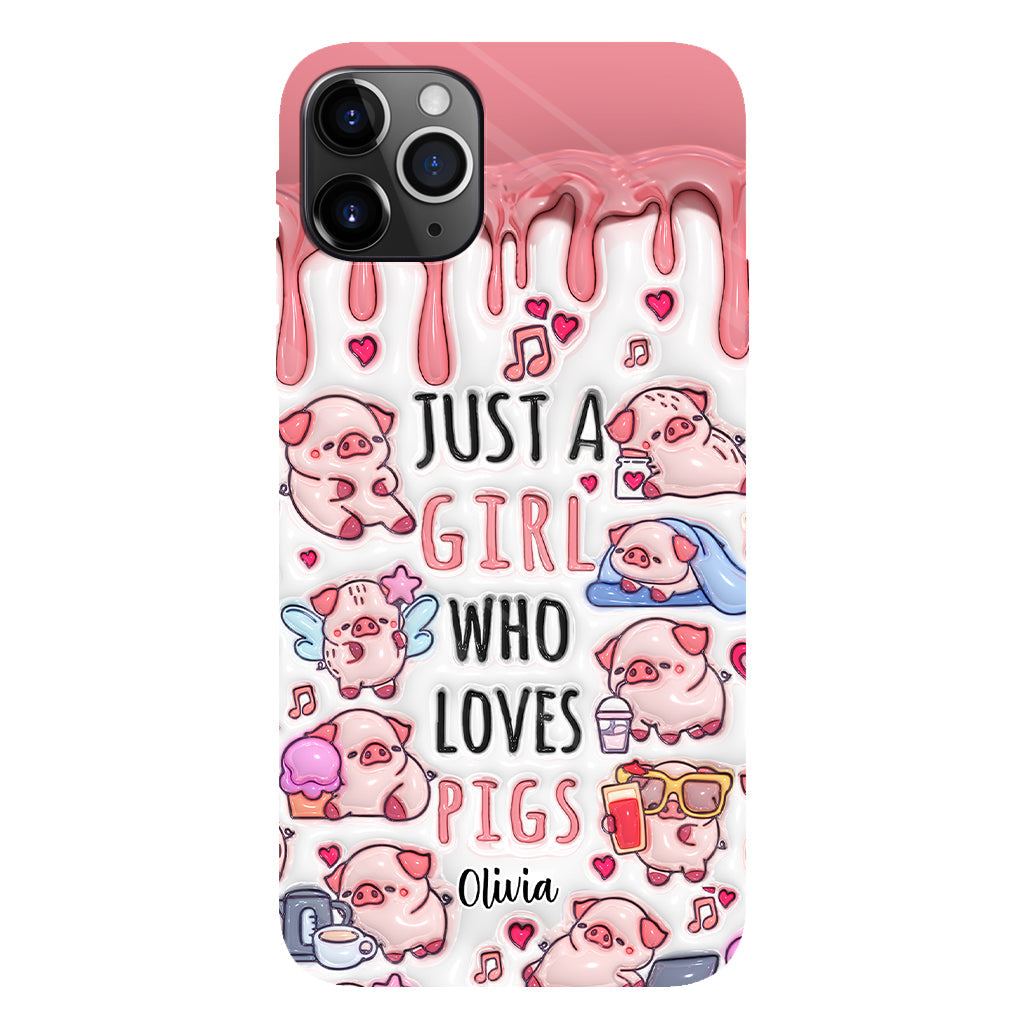 Juste une fille qui aime les cochons - Coque de téléphone personnalisée avec impression intégrale pour les amoureux des cochons