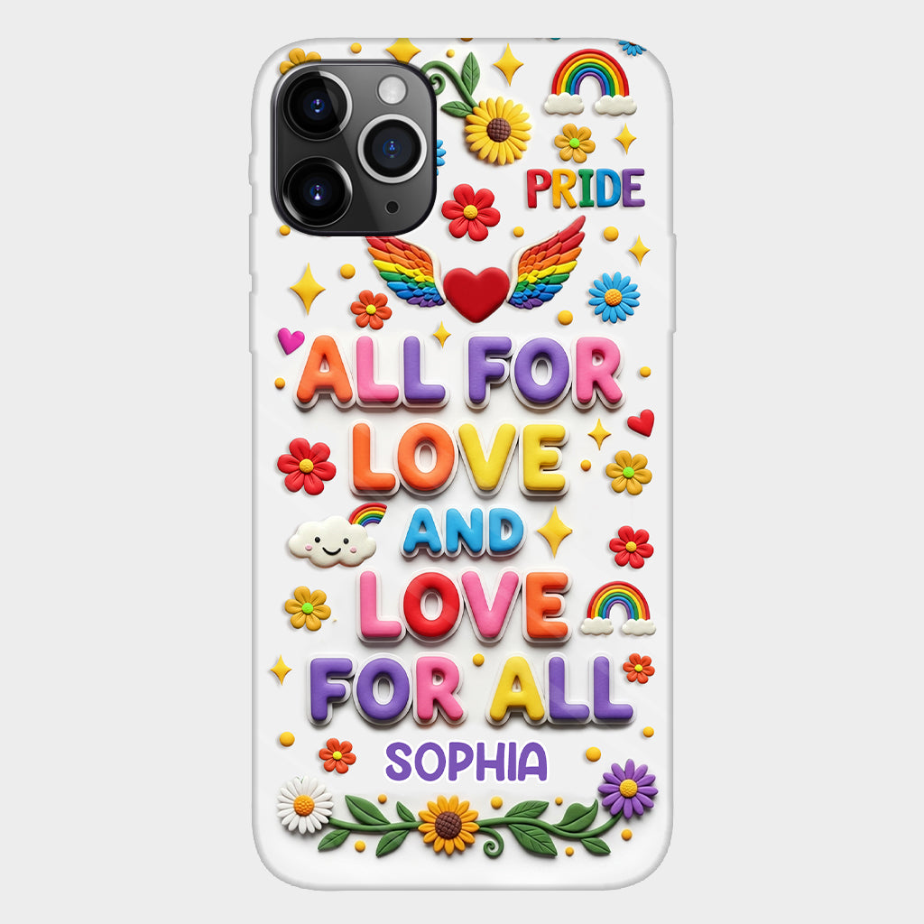 Tout pour l'amour et l'amour pour tous - Coque de téléphone personnalisée avec imprimé intégral en soutien LGBT