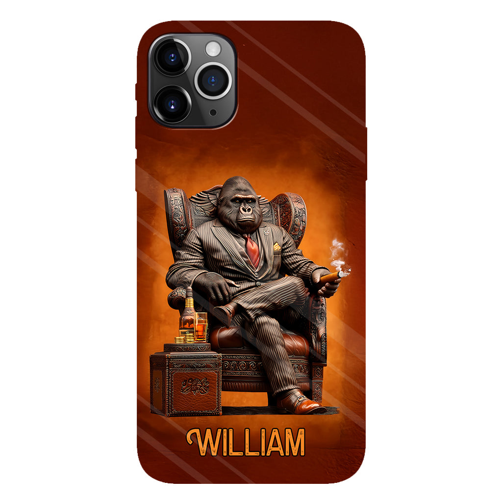 Whiskey & Cigar Gorilla - Coque de téléphone personnalisée avec impression intégrale sur le thème du whisky