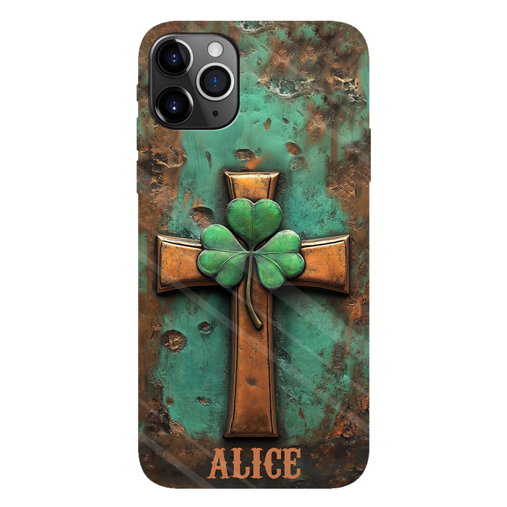 Coque de téléphone vintage avec croix irlandaise et impression intégrale personnalisée pour la Saint-Patrick