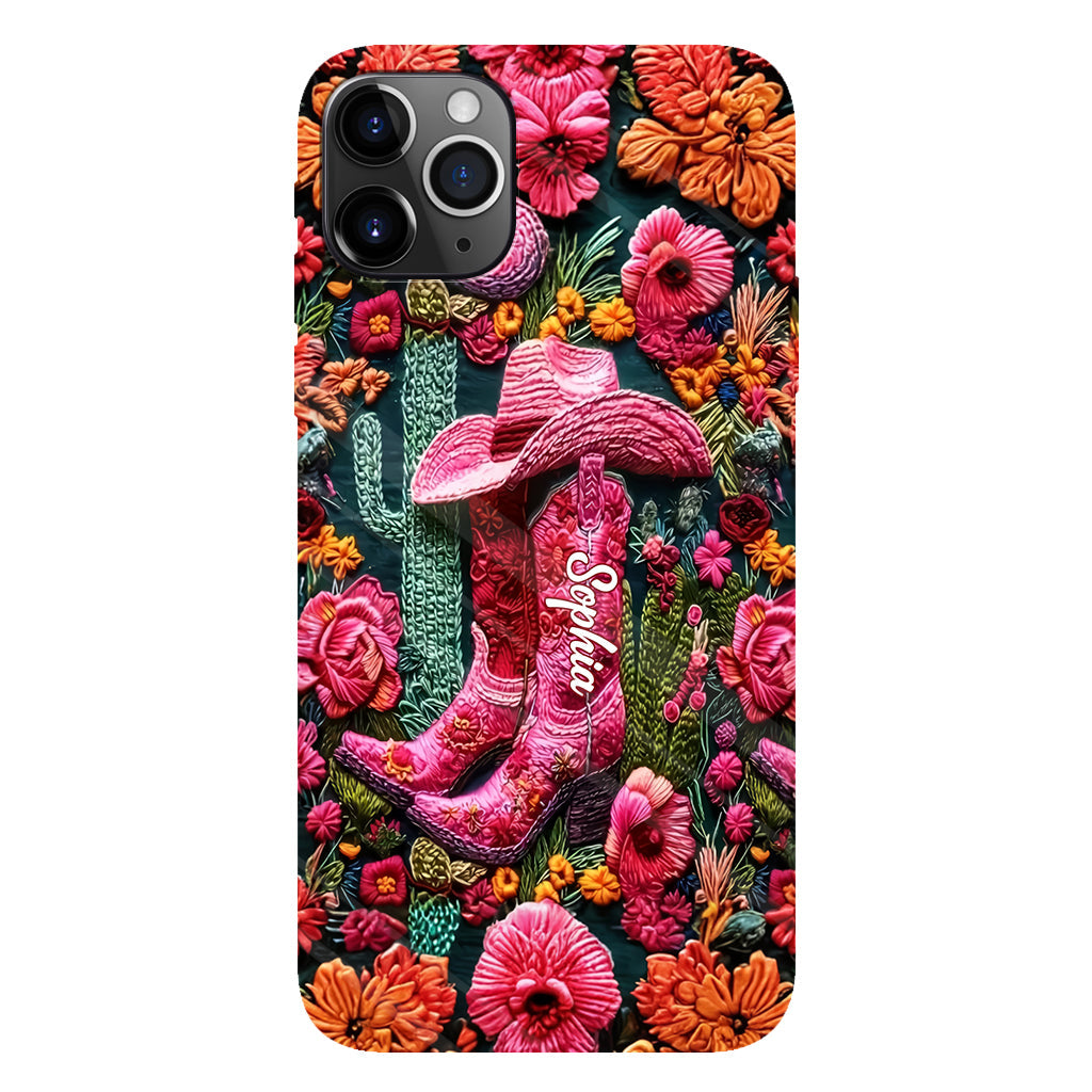 Coque de téléphone personnalisée « Cowgirl rose » avec imprimé intégral