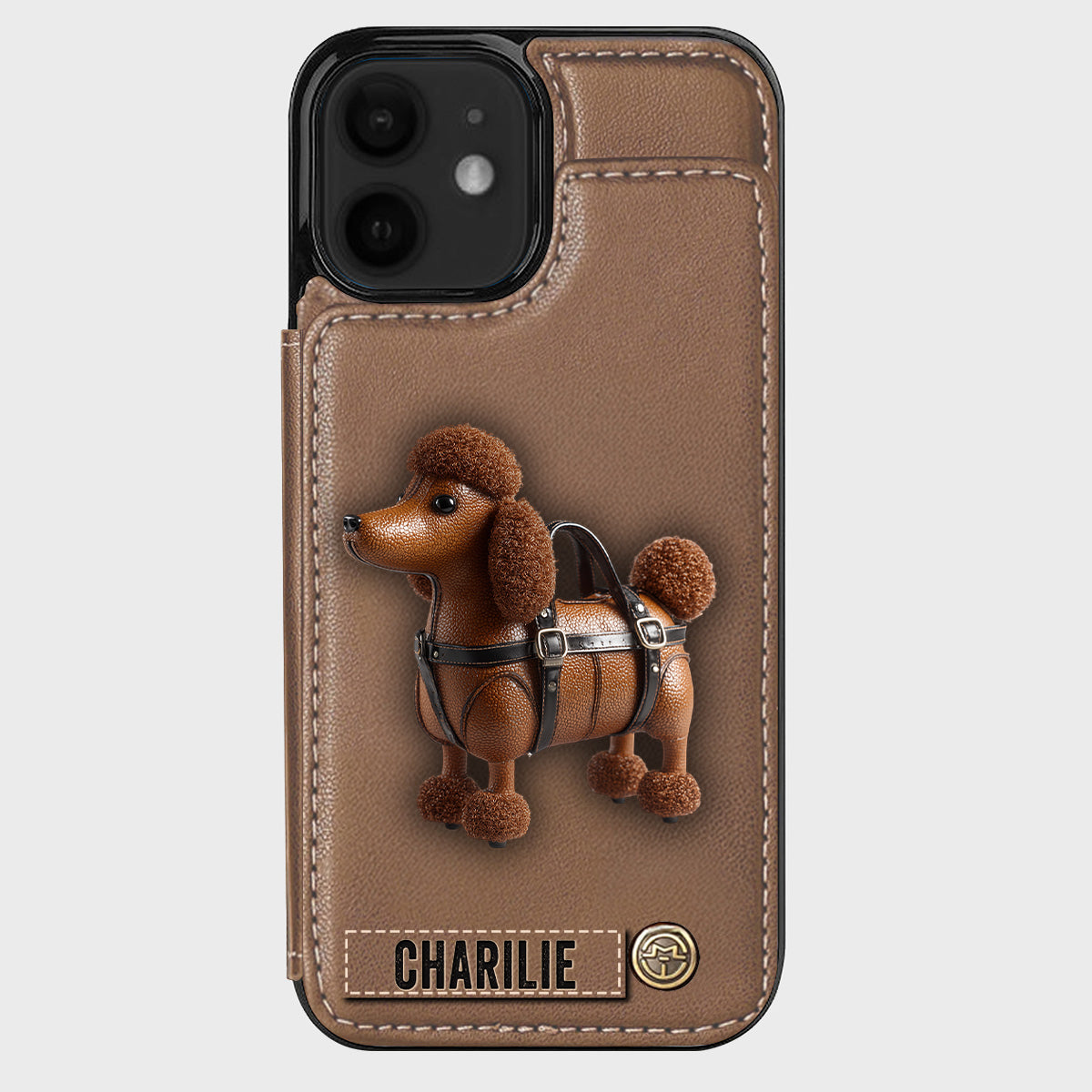 Étui portefeuille personnalisé pour téléphone avec un adorable caniche - Étui pour téléphone à motif chien