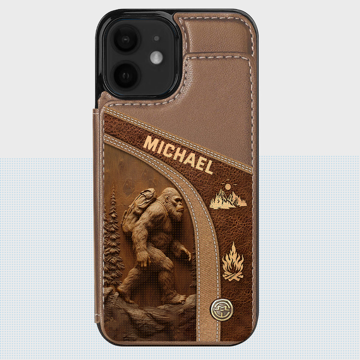 Sasquatch - Personalisierte Handyhülle mit Wanderbrieftasche