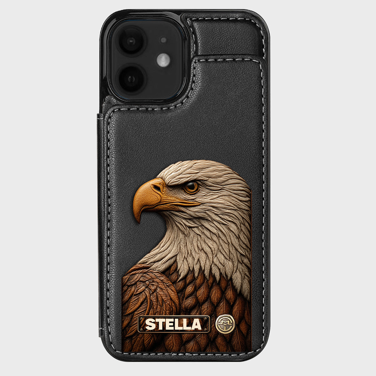 Majestätischer Adler – Personalisierte Handyhülle mit Weißkopfseeadler-Geldbörse