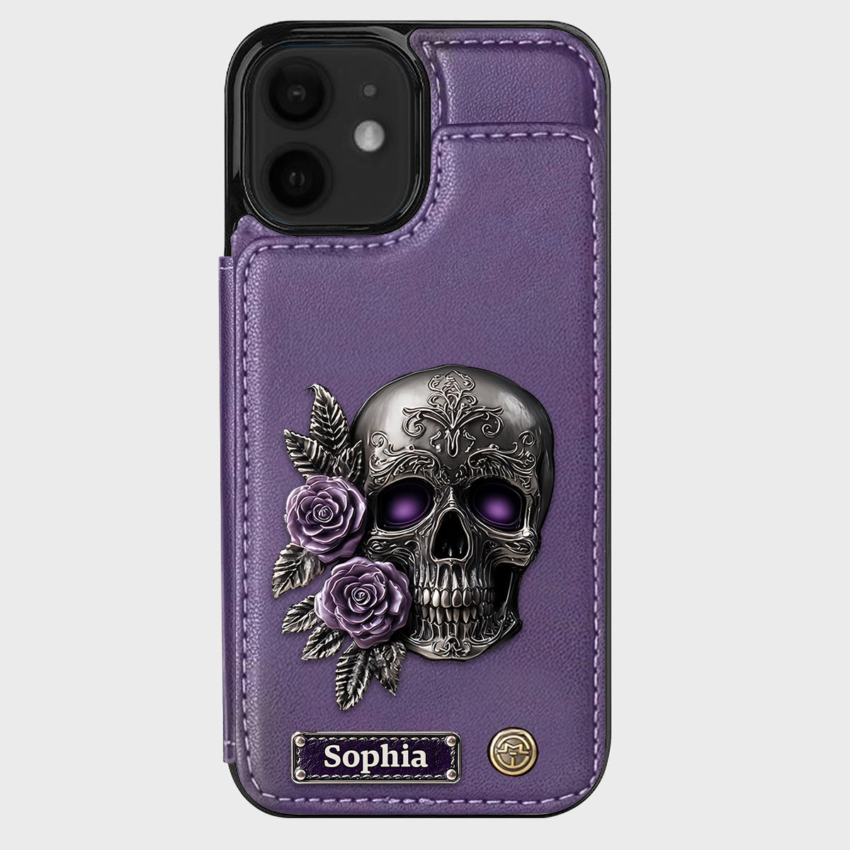 Skull And Roses - Personalized Skull Wallet Phone Case