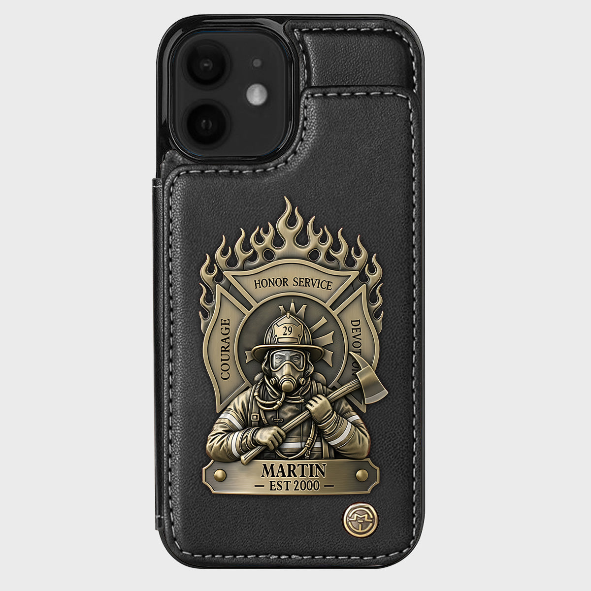 Fier pompier - Étui portefeuille personnalisé pour téléphone