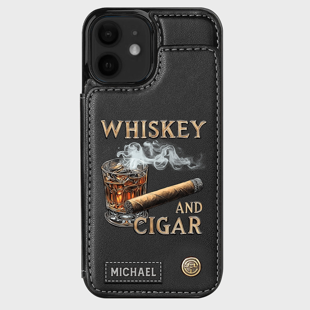 Whiskey And Cigar - Personalized Whisky Wallet Phone Case