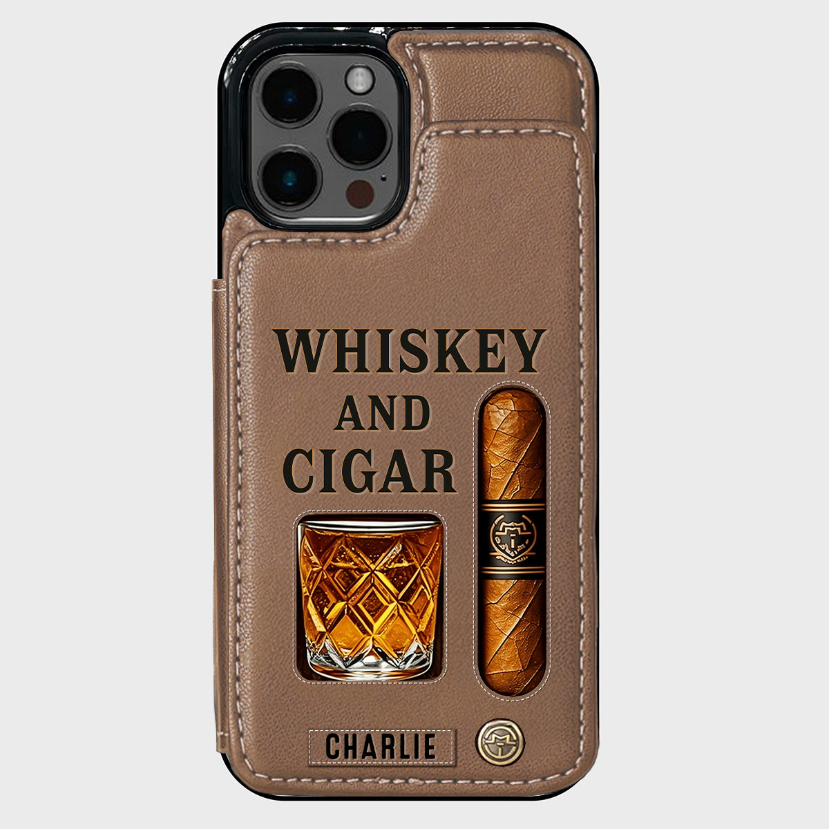 Whiskey & Cigar - Personalized Whisky Wallet Phone Case