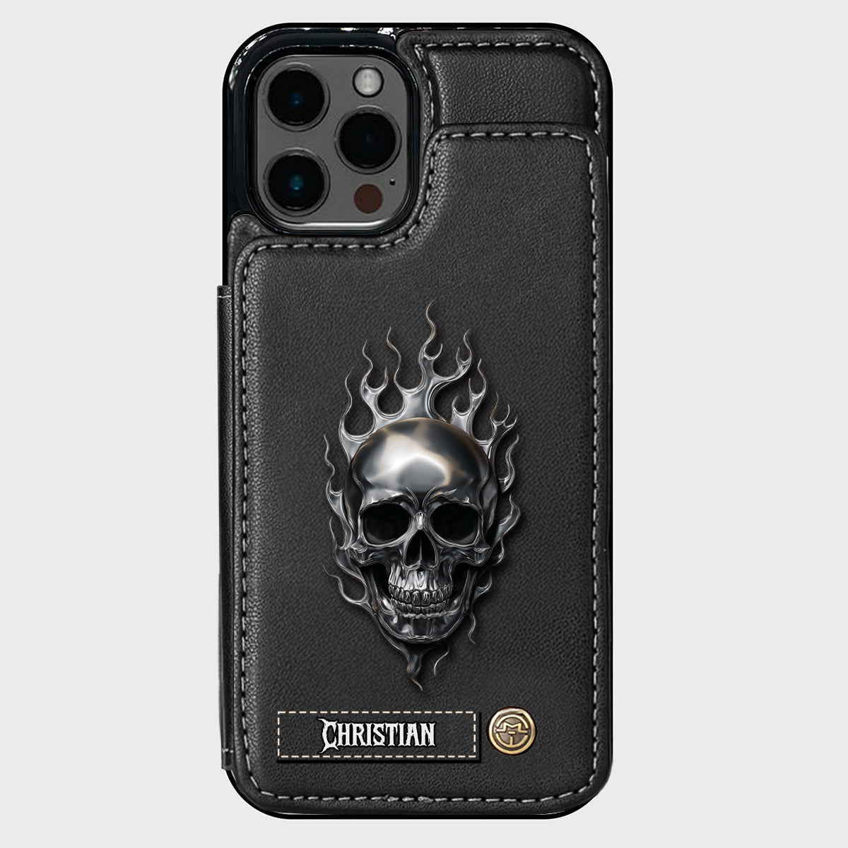Fire Skull - Personalized Skull Wallet Phone Case