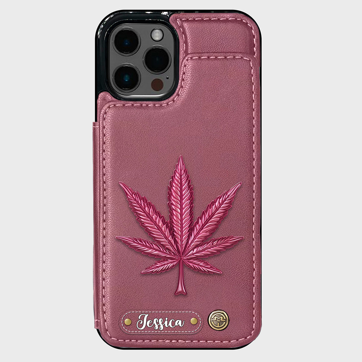 Bonne humeur - Étui portefeuille personnalisé pour téléphone avec motif cannabis