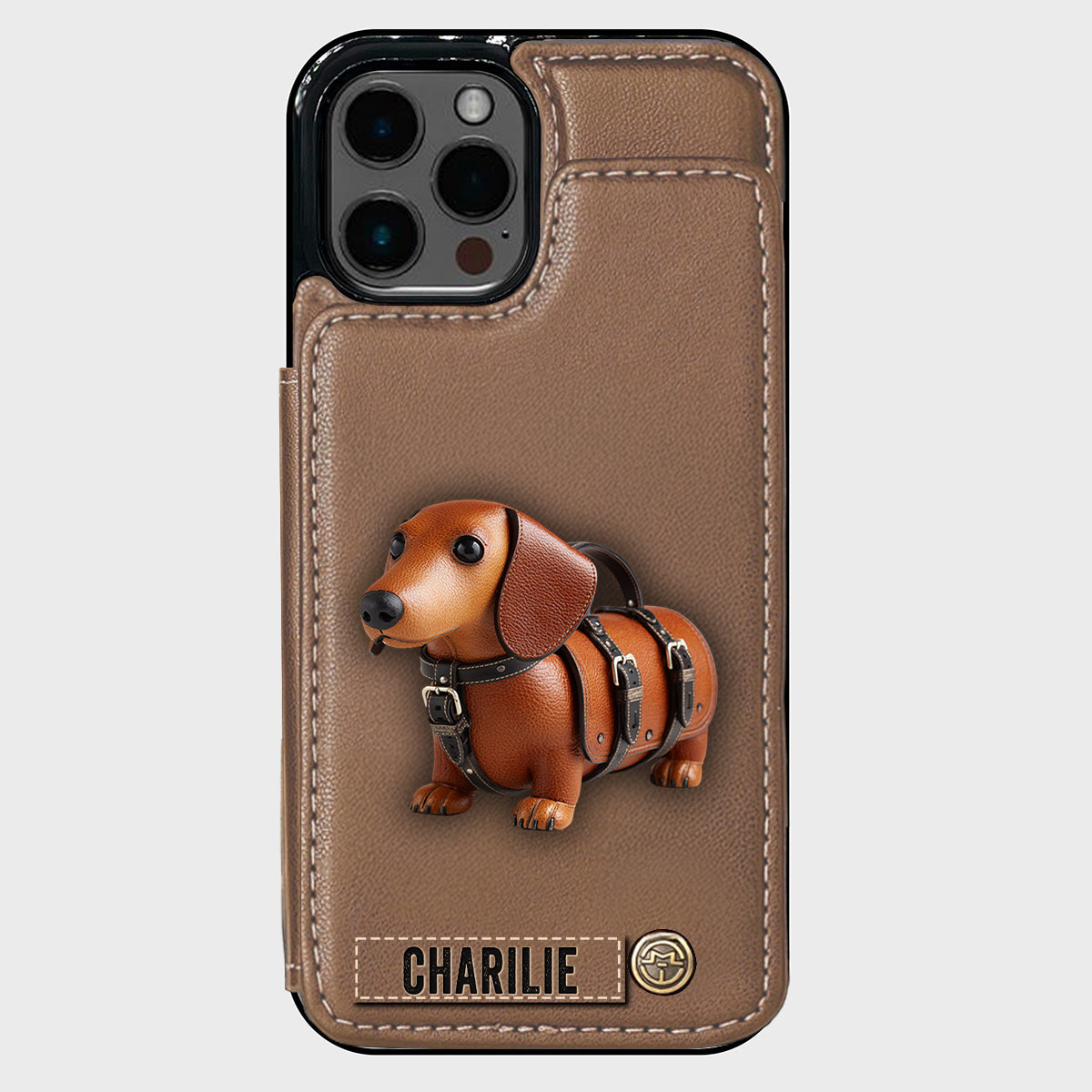 Cute Dachshund - Personalized Dog Wallet Phone Case
