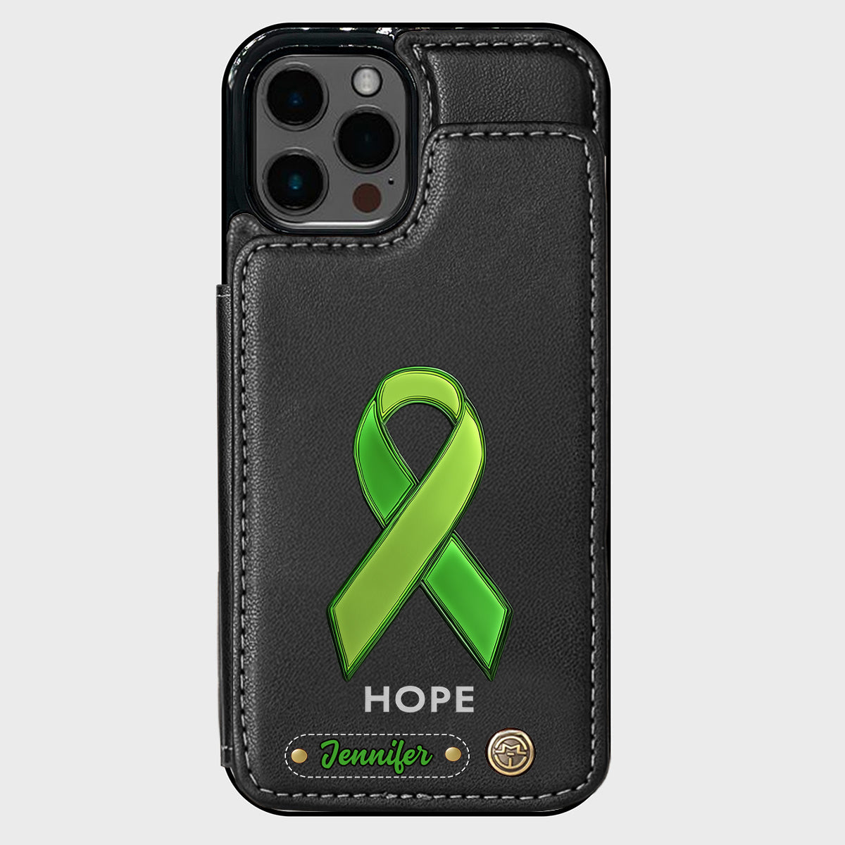 Espoir - Étui portefeuille personnalisé pour téléphone portable, symbole de sensibilisation à la santé mentale