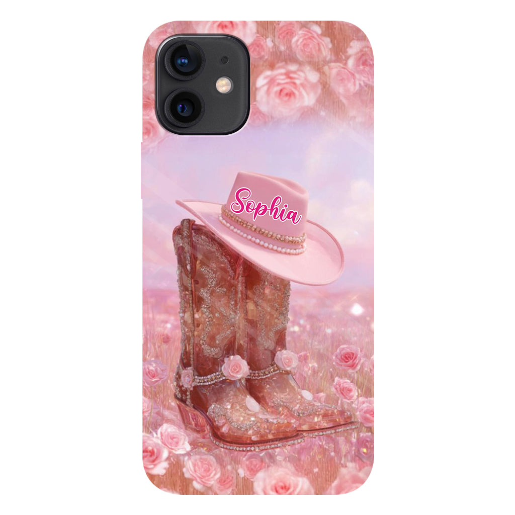 Florales Cowgirl-Motiv – Personalisierte Handyhülle und Handygriff mit Cowgirl-Vollbilddruck