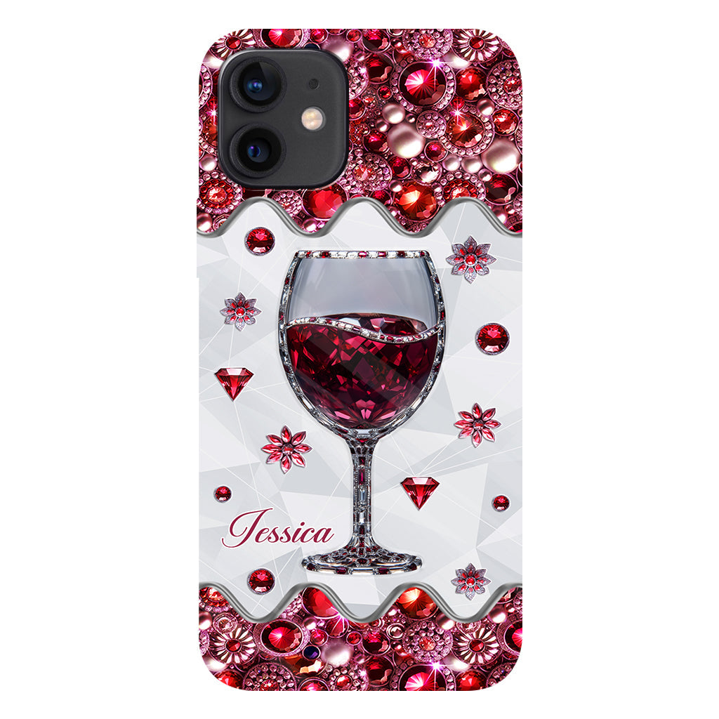 Une fille qui aime le vin - Coque de téléphone personnalisée avec impression intégrale sur le thème du vin