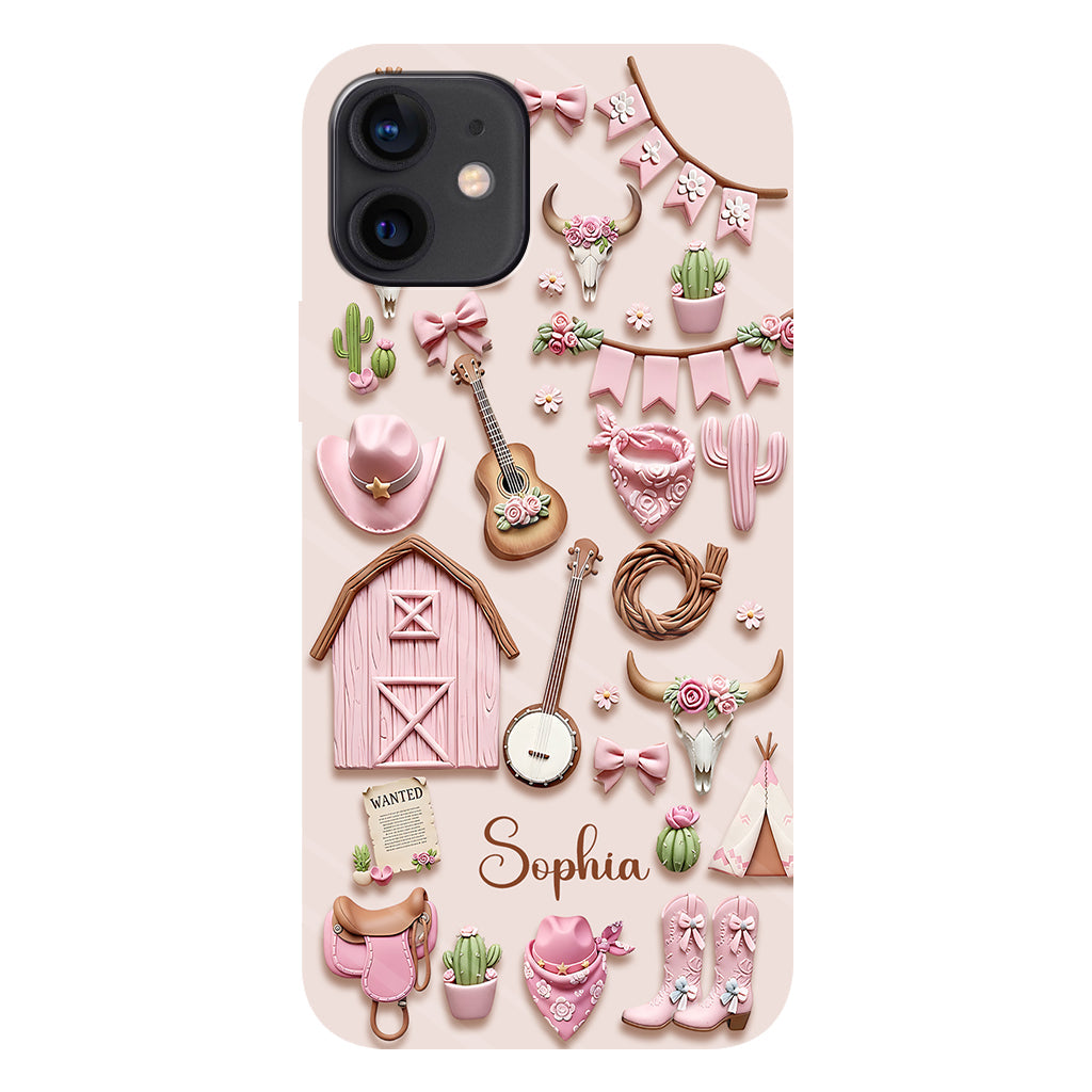 Coque de téléphone personnalisée avec imprimé intégral « Cowgirl rose »