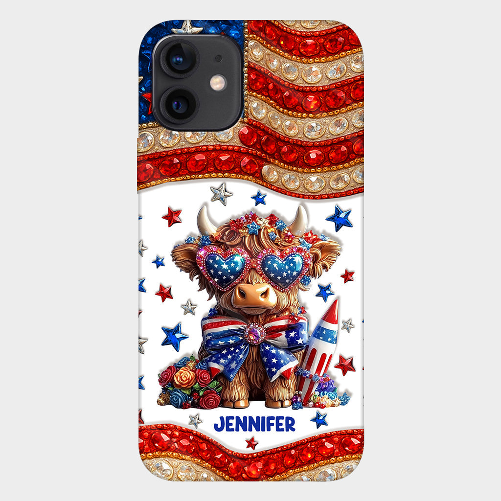 July 4th America - Personalized Highland Cow Full Print Phone Case