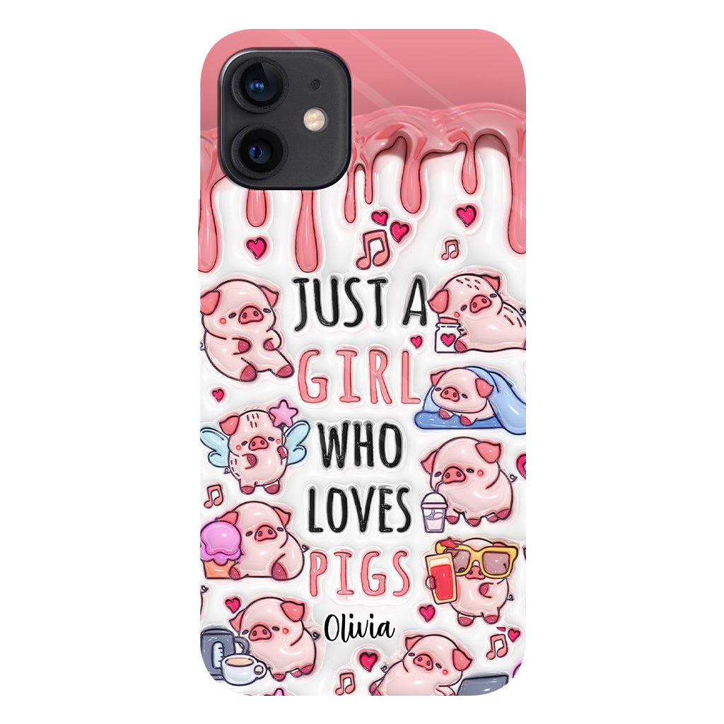 Juste une fille qui aime les cochons - Coque de téléphone personnalisée avec impression intégrale pour les amoureux des cochons