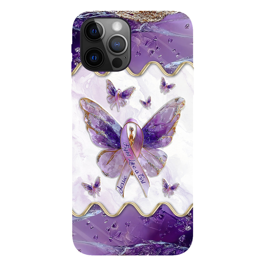 Combattez comme une fille - Coque de téléphone personnalisée avec impression intégrale pour la sensibilisation au lupus