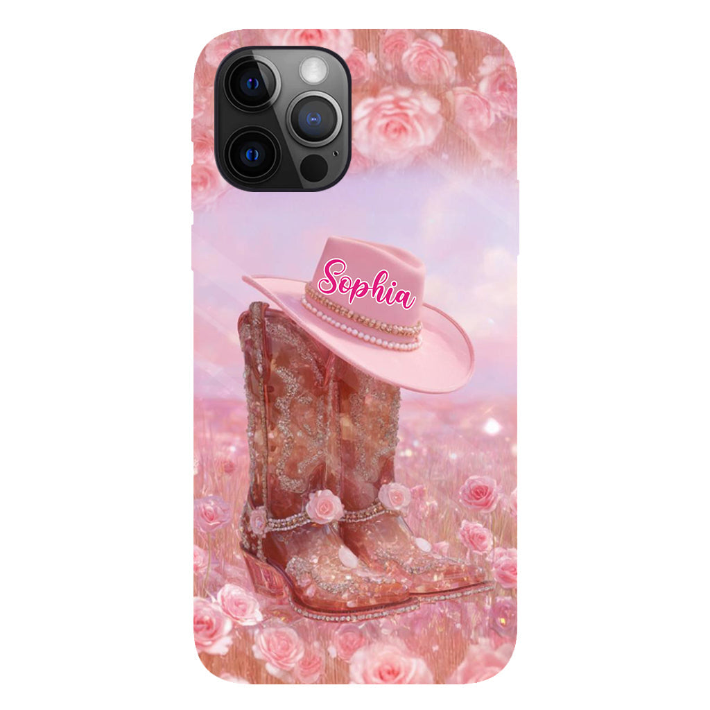 Florales Cowgirl-Motiv – Personalisierte Handyhülle und Handygriff mit Cowgirl-Vollbilddruck
