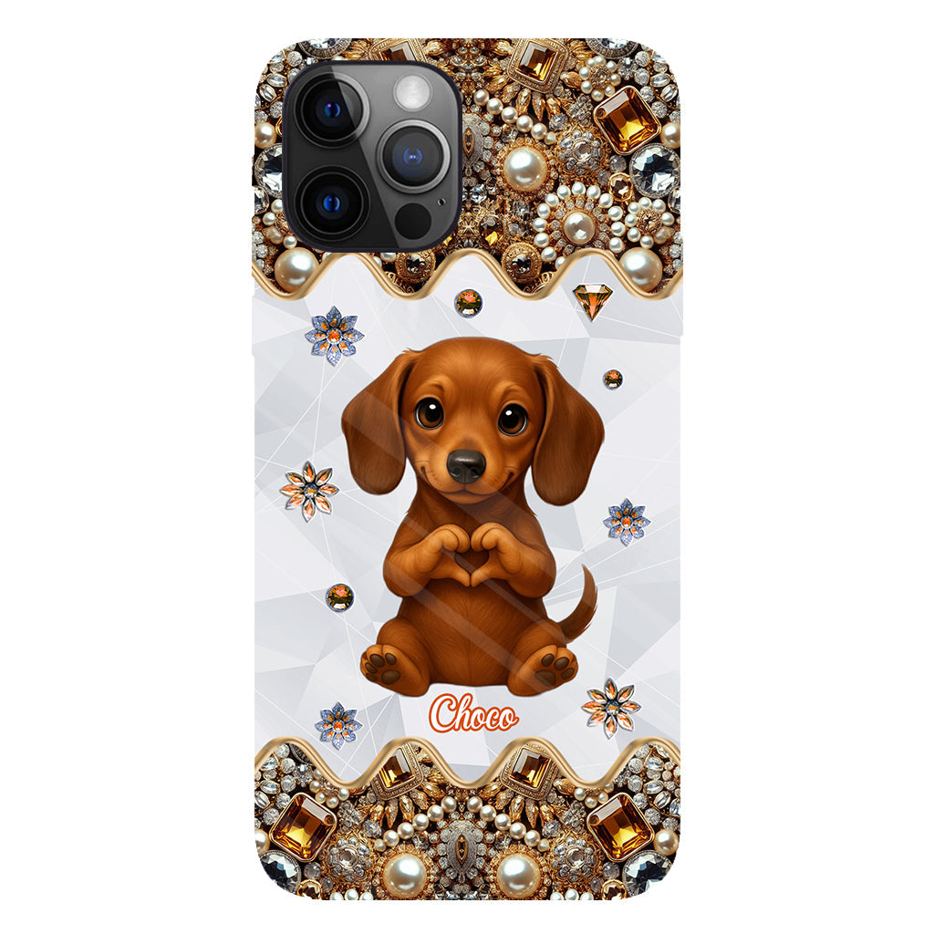 Coque de téléphone personnalisée avec motif de chiot/chat faisant des cœurs avec ses mains