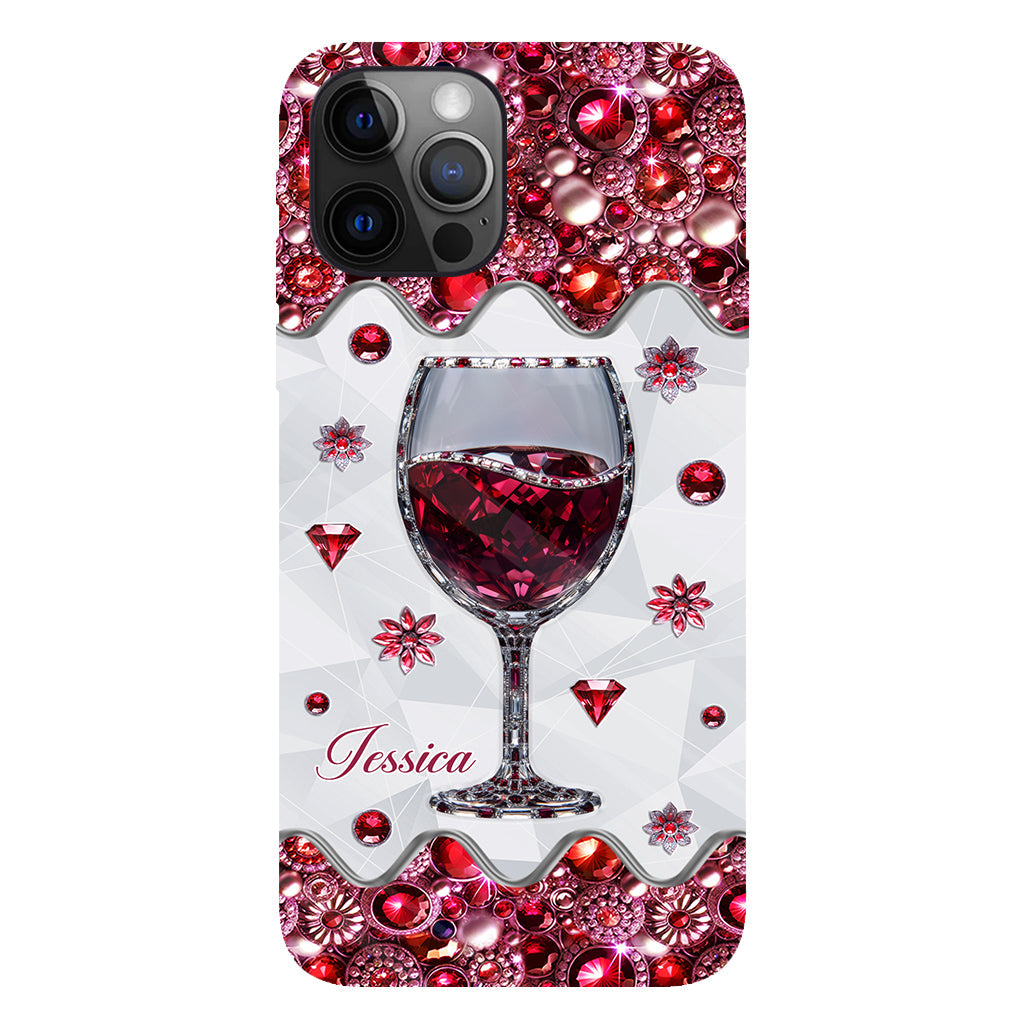 Une fille qui aime le vin - Coque de téléphone personnalisée avec impression intégrale sur le thème du vin